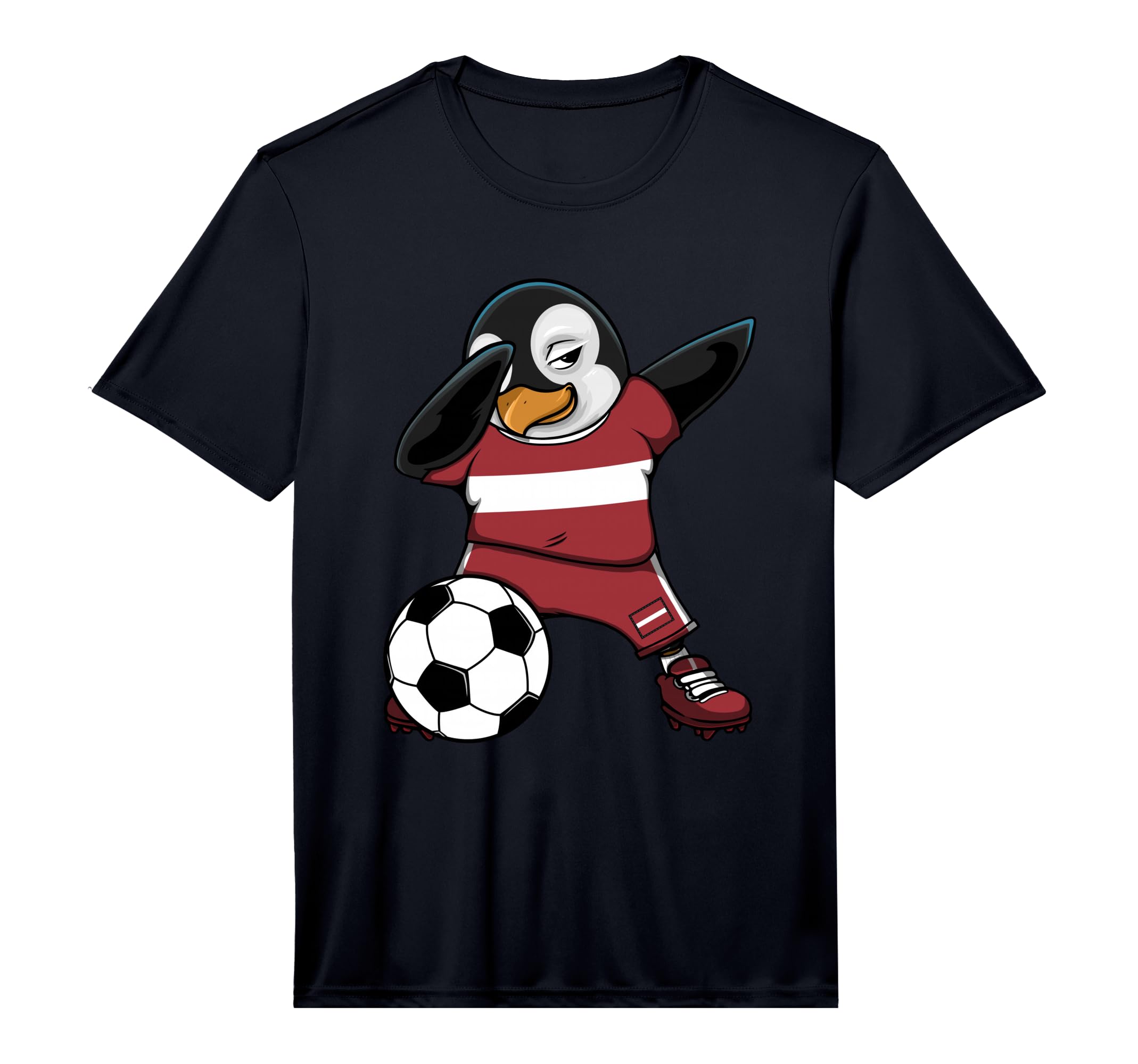Dabbing Penguin Latvia Football Team T-Shirt - Casual Everyday Wear Unisex - T-Shirt, Sweatshirt, Hoodie