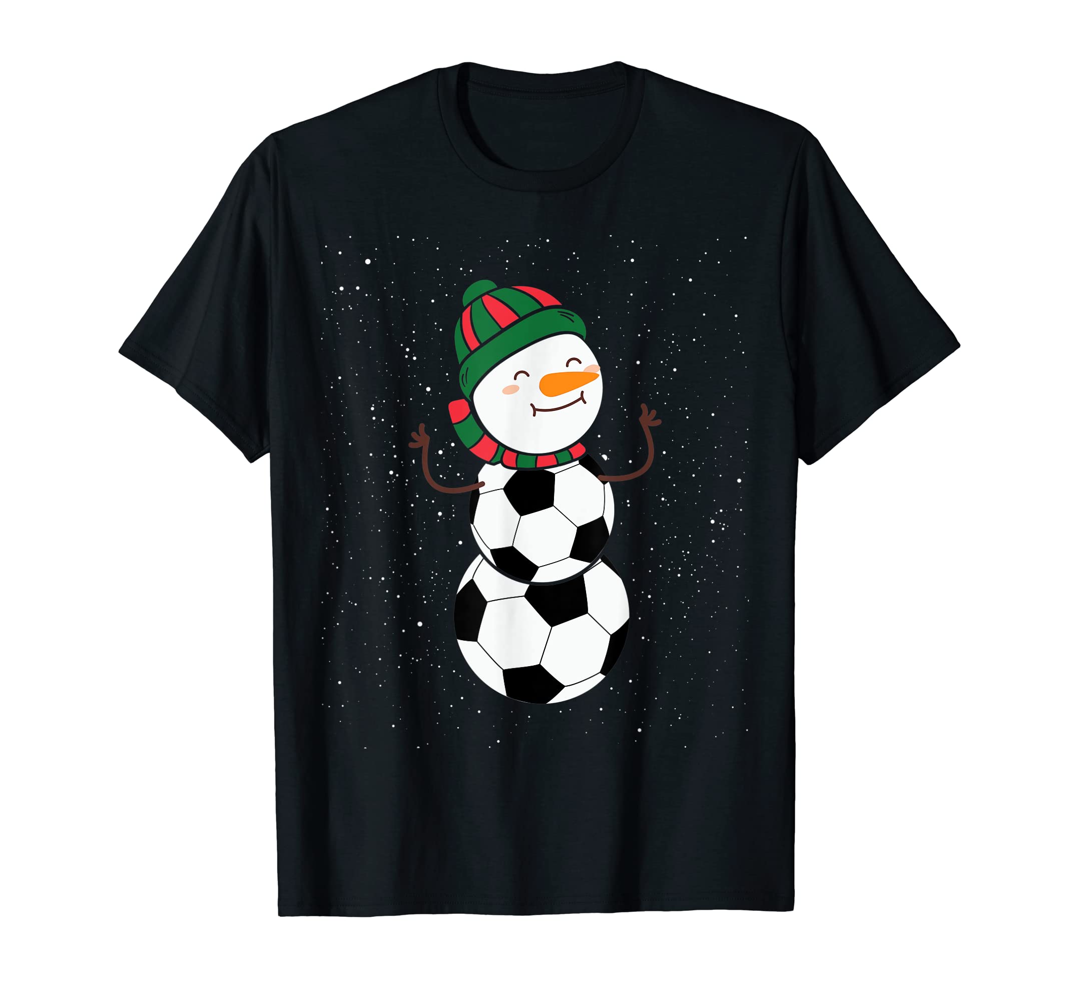 Funny Soccer Ball Snowman Winter Hat T-Shirt - Graphic Print Unisex - T-Shirt, Sweatshirt, Hoodie