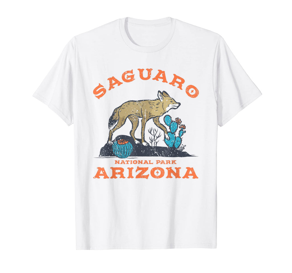 Saguaro Cactus Coyote Arizona National Park T-Shirt - Trendy Graphic Unisex - T-Shirt, Sweatshirt, Hoodie