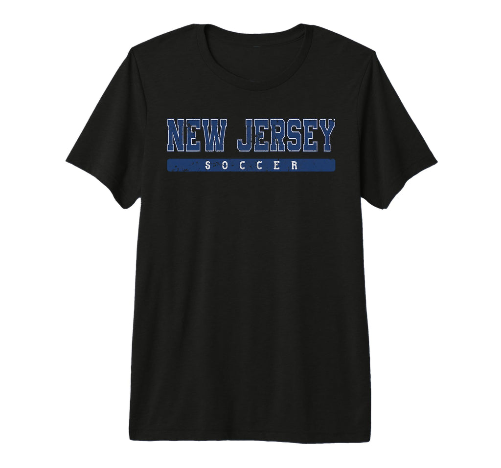New Jersey Soccer Blue Text Tri T-Shirt - Casual Everyday Wear for Adults - T-Shirt, Sweatshirt, Hoodie