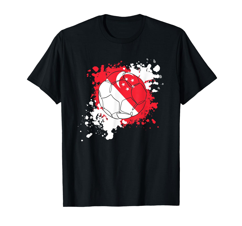 Soccer Ball Flag Singapore T-Shirt - Casual Everyday Wear for Adults - T-Shirt, Sweatshirt, Hoodie