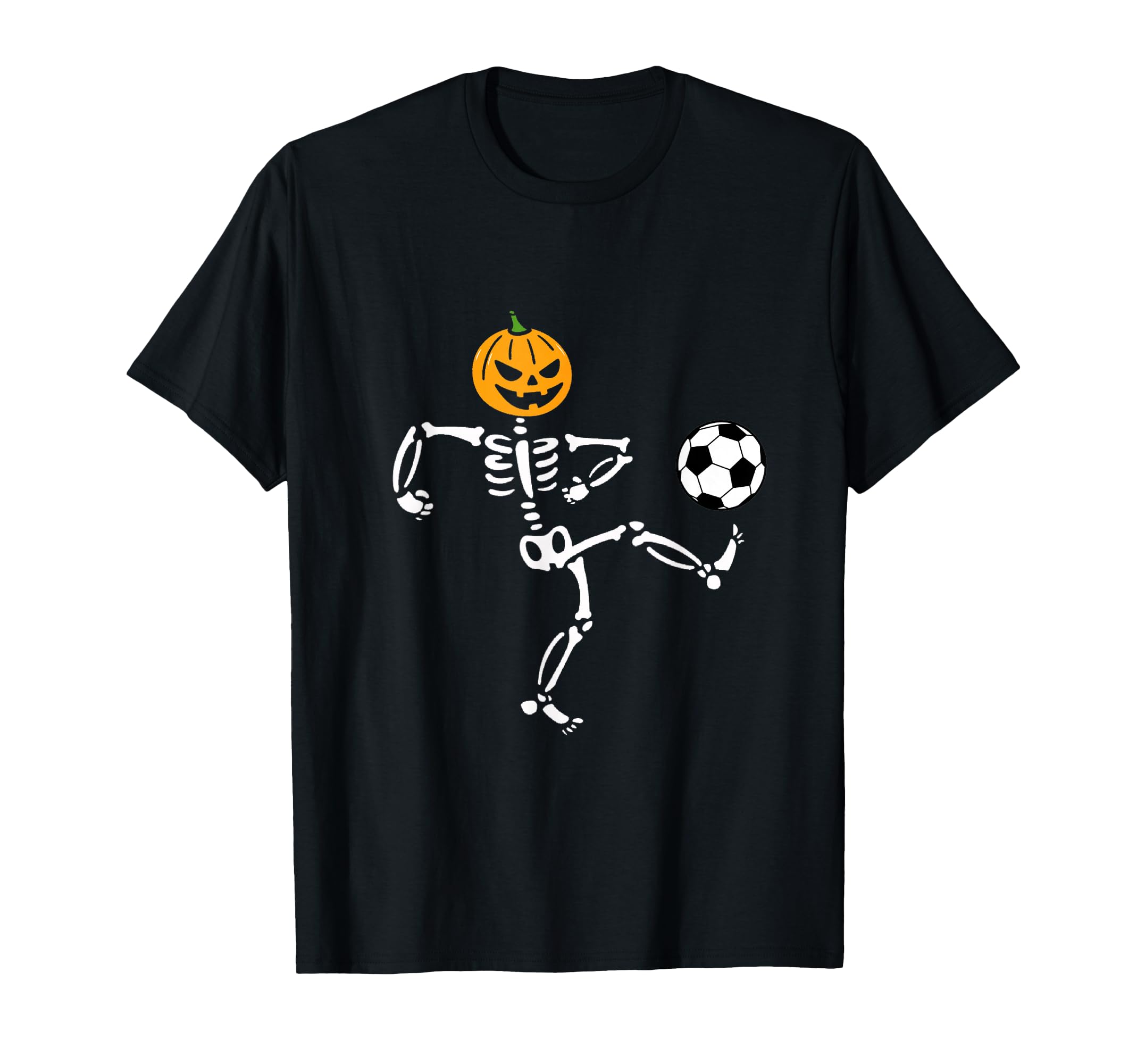 Pumpkin Skeleton Soccer Player T-Shirt - Minimalist Print Men Women - T-Shirt, Sweatshirt, Hoodie