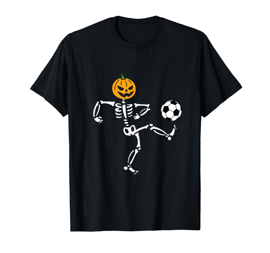 Pumpkin Skeleton Soccer Player Halloween T-Shirt - Custom Art Print Unisex - T-Shirt, Sweatshirt, Hoodie