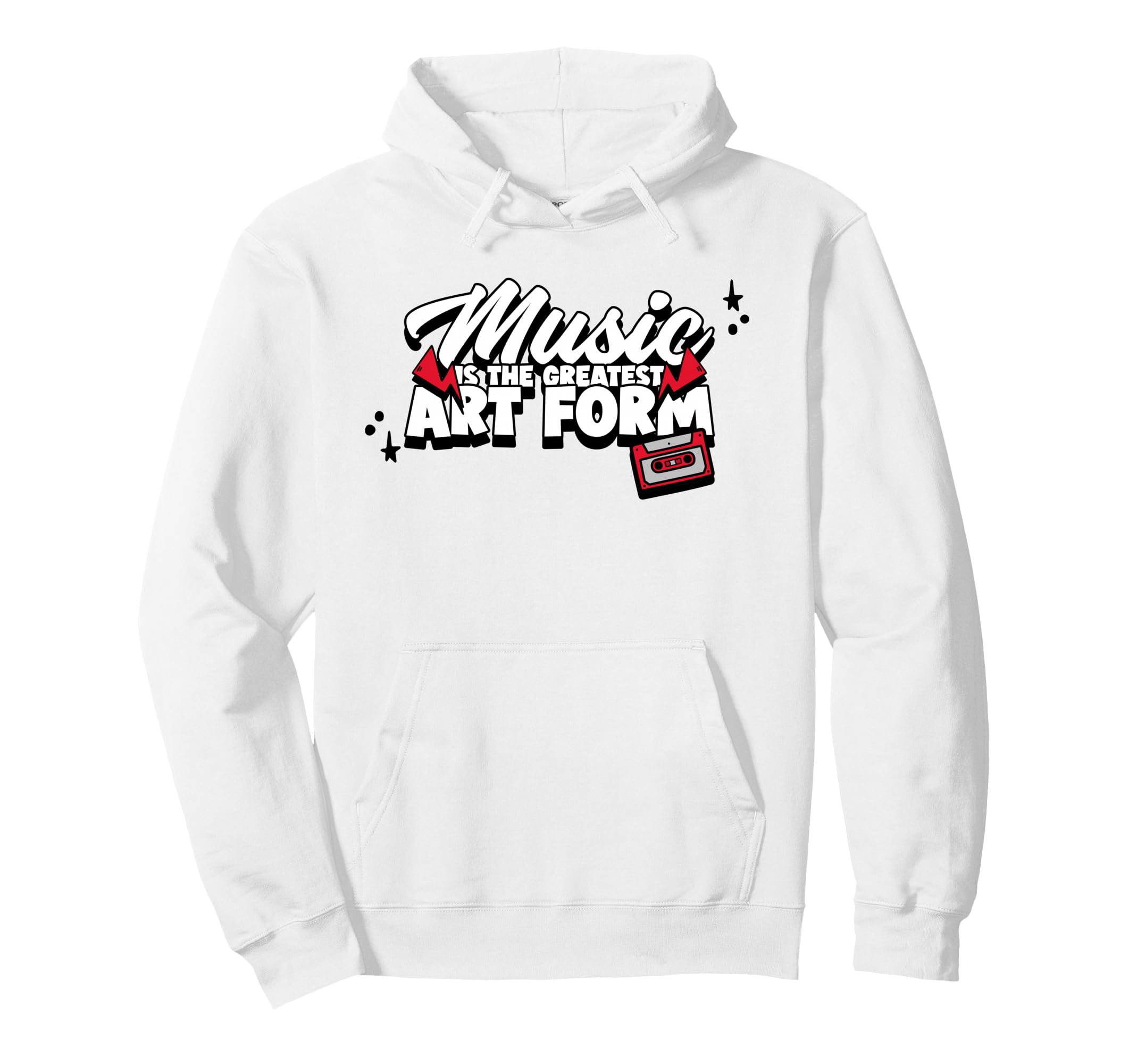 Music Is Greatest Art Form Cassette Hoodie - Minimalist Print for Adults - T-Shirt, Sweatshirt, Hoodie
