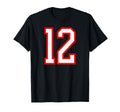 White Red Sports Team Number 12 T-Shirt - Custom Art Print Men Women - T-Shirt, Sweatshirt, Hoodie