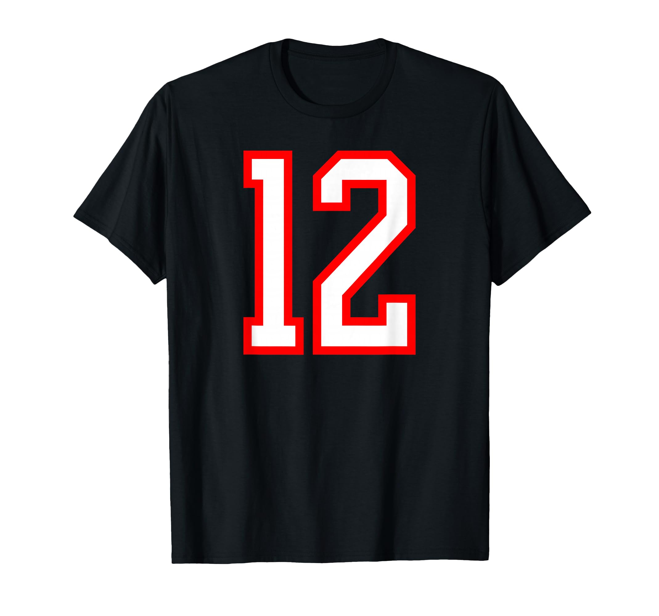 White Red Sports Team Number 12 T-Shirt - Custom Art Print Men Women - T-Shirt, Sweatshirt, Hoodie