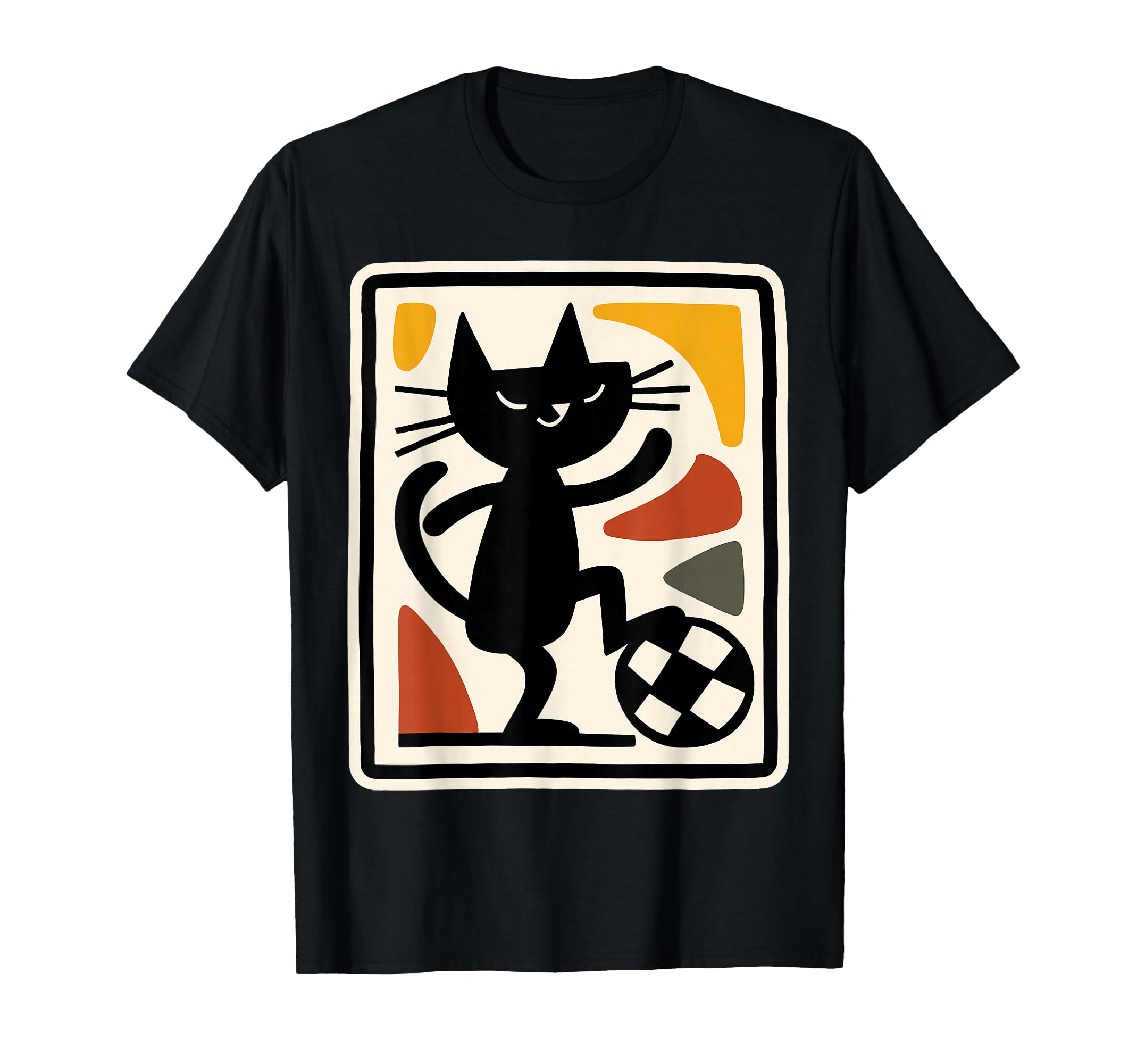 Black Cat Playing Soccer Sports Artwork T-Shirt - Minimalist Print Unisex - T-Shirt, Sweatshirt, Hoodie