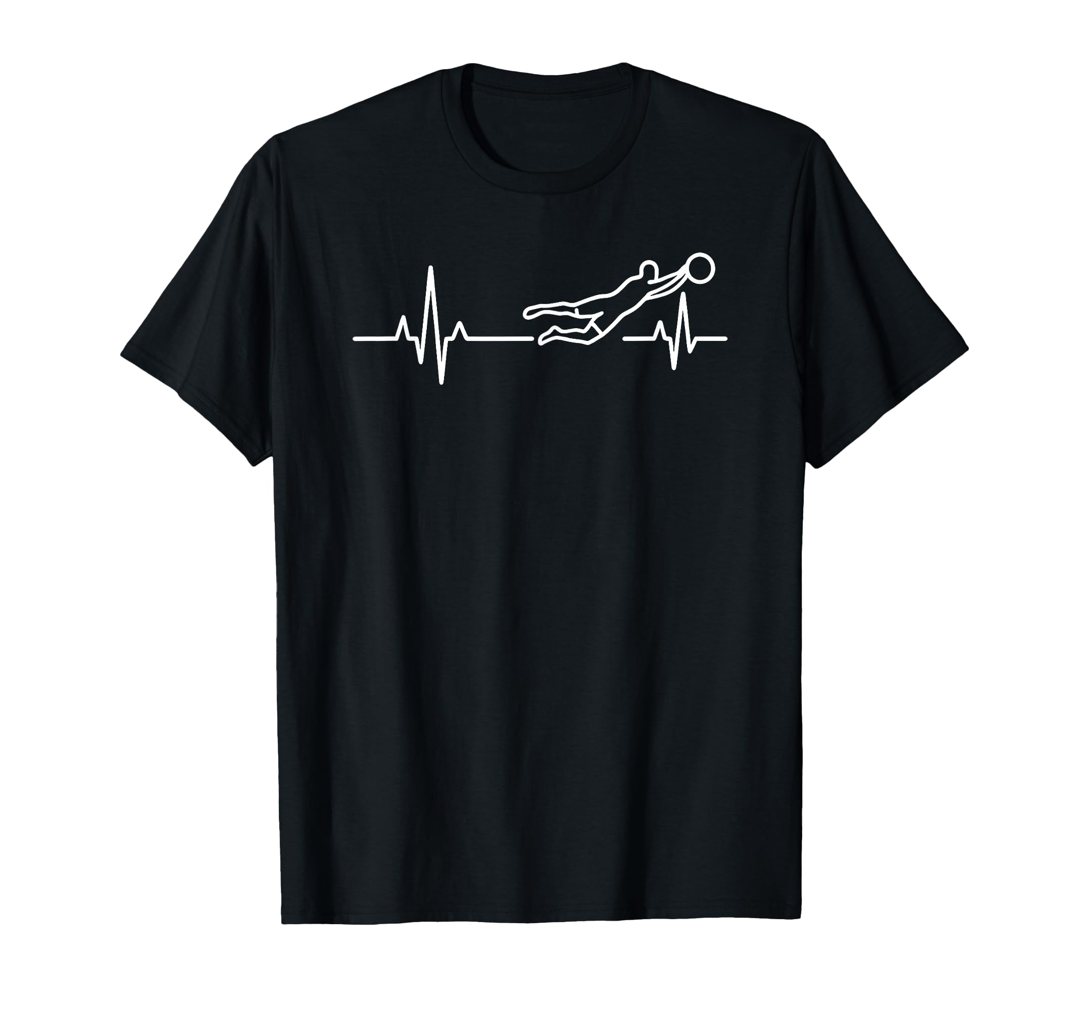 Goalkeeper Heartbeat Soccer Ball Dive T-Shirt - Minimalist Print Men Women - T-Shirt, Sweatshirt, Hoodie