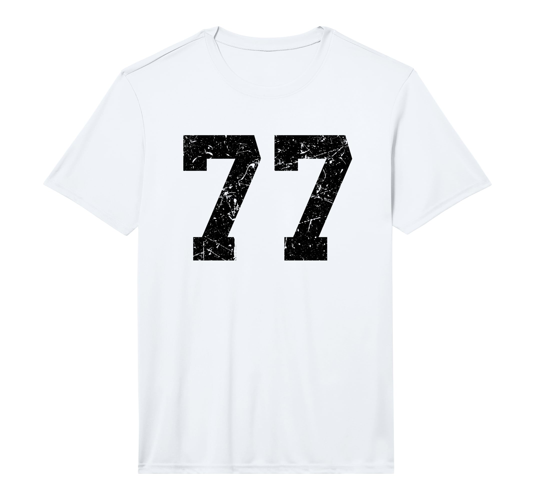 Number 77 Black Distressed Number T-Shirt - Unique Graphic Men Women - T-Shirt, Sweatshirt, Hoodie