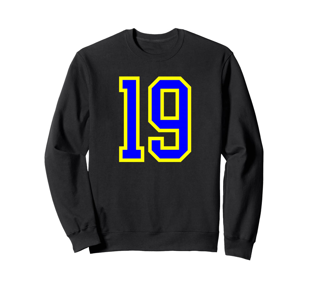 Blue Yellow Sport Team Number Sweatshirt - Casual Everyday Wear Men Women - T-Shirt, Sweatshirt, Hoodie