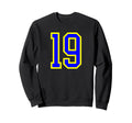 Blue Yellow Sport Team Number Sweatshirt - Casual Everyday Wear Men Women - T-Shirt, Sweatshirt, Hoodie