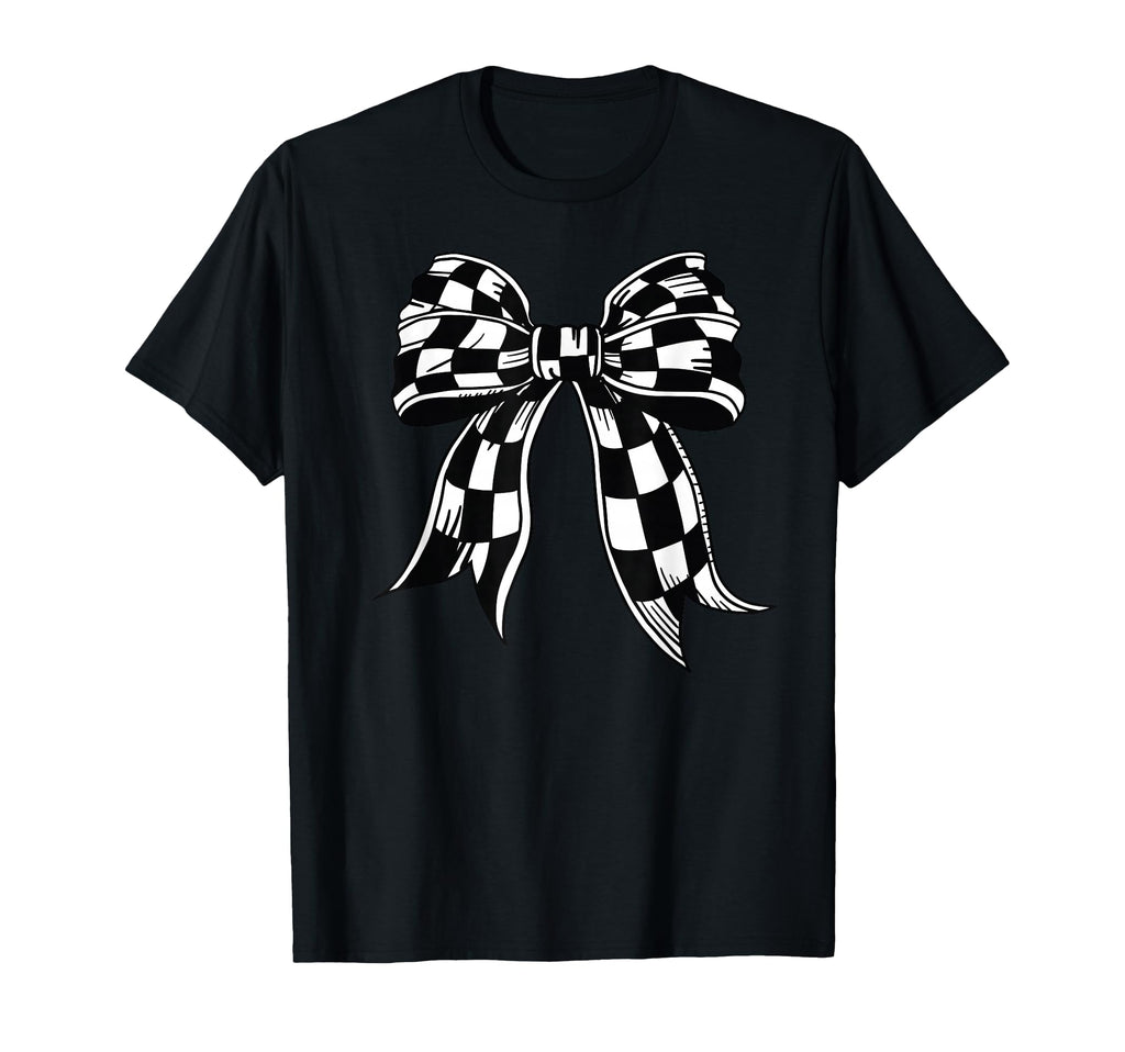 Checkered Bow Tie Flag Automobile Motor T-Shirt - Graphic Print Unisex - T-Shirt, Sweatshirt, Hoodie