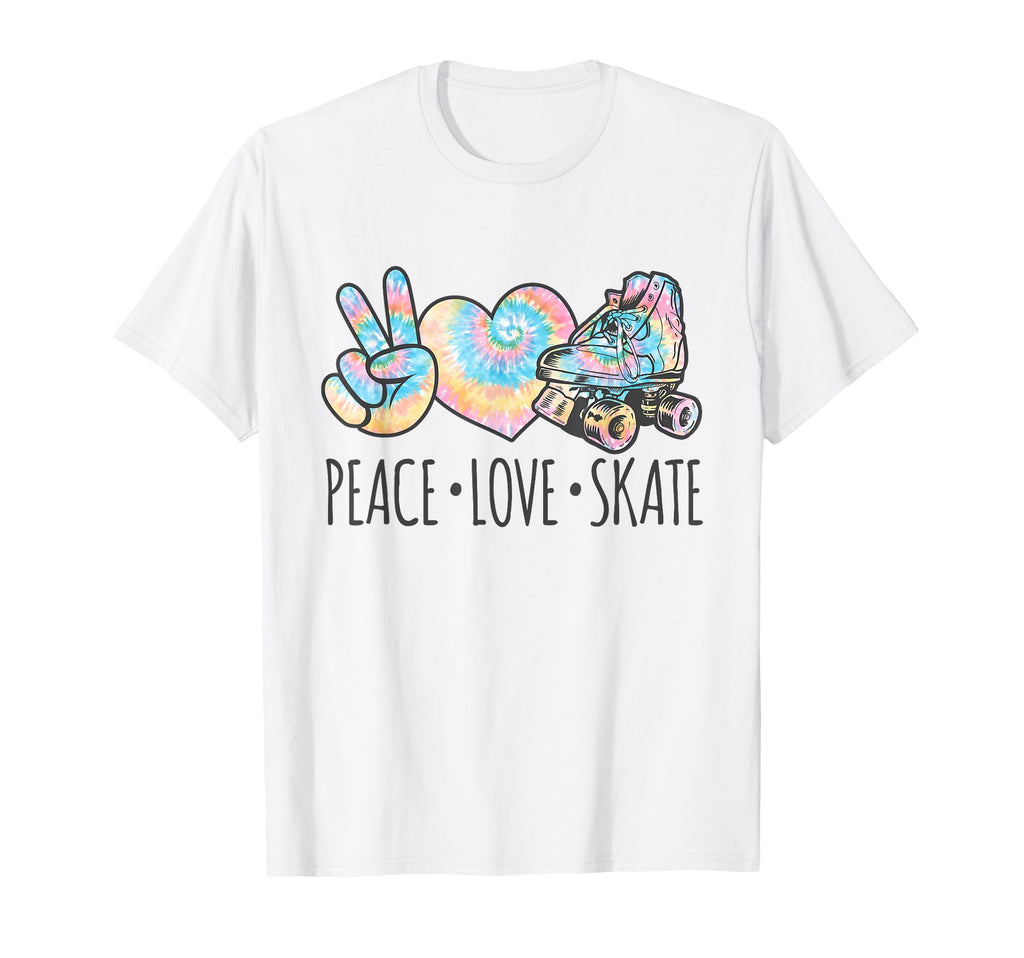 Tie Dye Roller Skating Teen Peace Love T-Shirt - Fun Novelty Design Unisex - T-Shirt, Sweatshirt, Hoodie