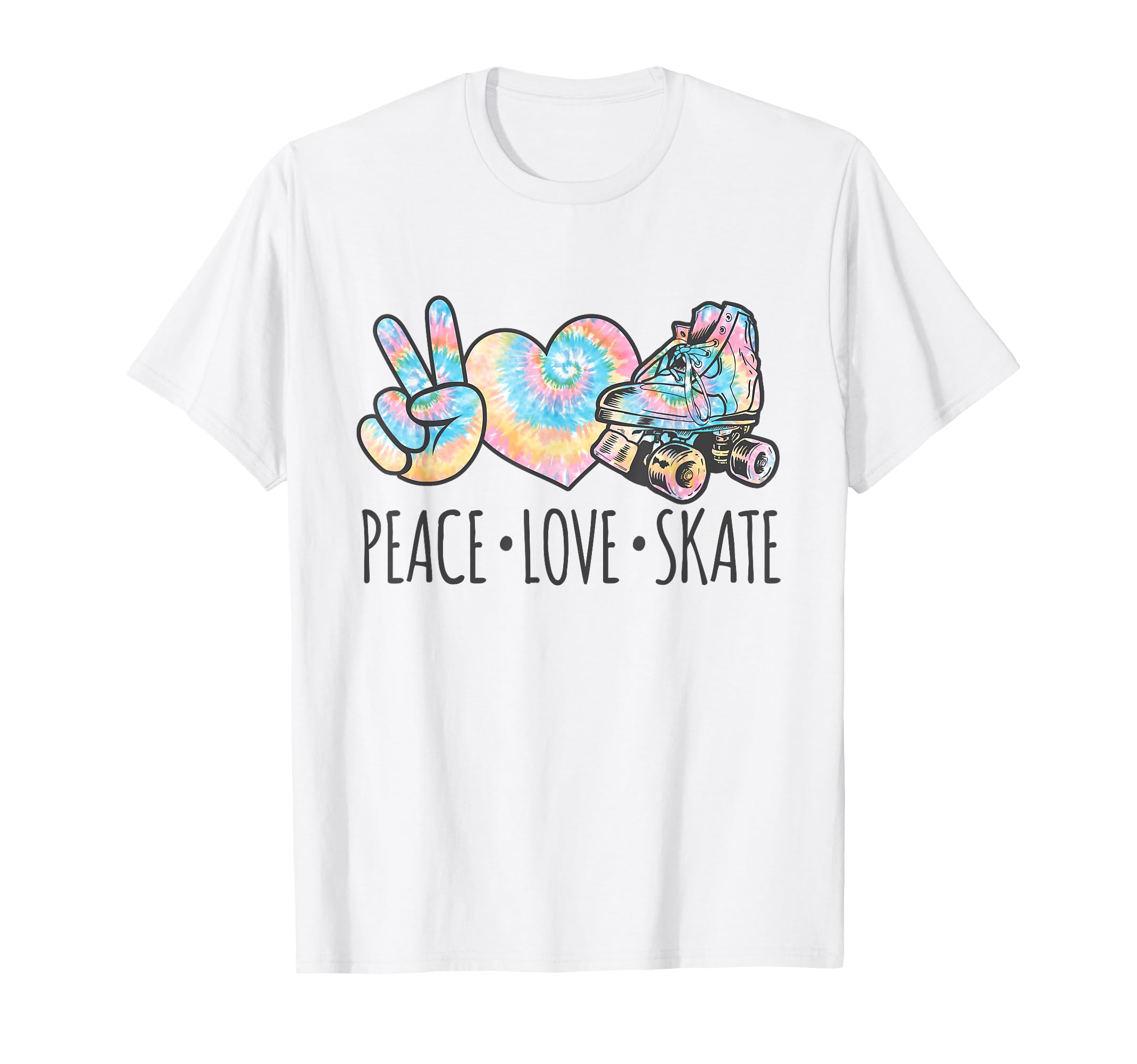Tie Dye Roller Skating Teen Peace Love T-Shirt - Fun Novelty Design Unisex - T-Shirt, Sweatshirt, Hoodie