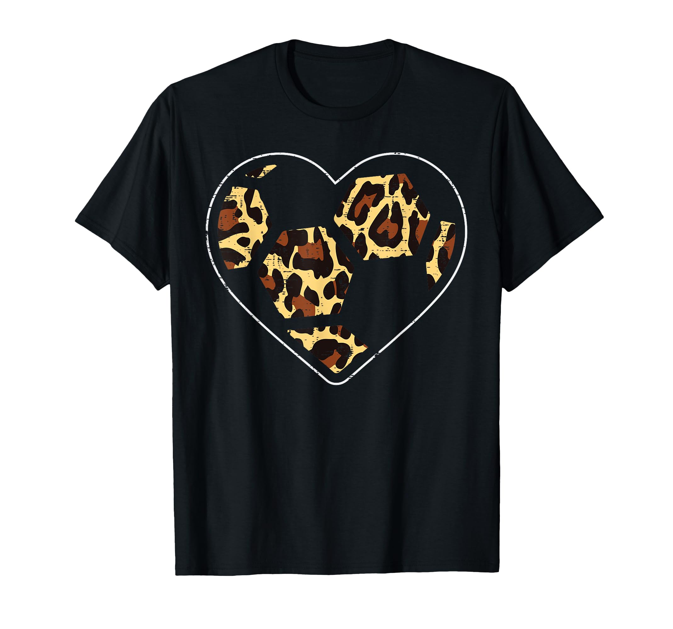 Soccer Ball Heart Leopard Football Animal T-Shirt - Graphic Print Unisex - T-Shirt, Sweatshirt, Hoodie