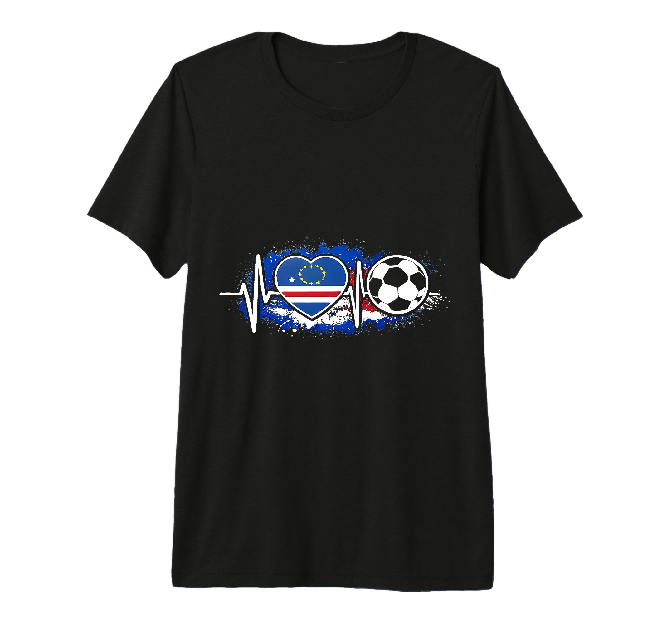 Heartbeat Cape Verde Flag Football T-Shirt - Fun Novelty Design Unisex - T-Shirt, Sweatshirt, Hoodie