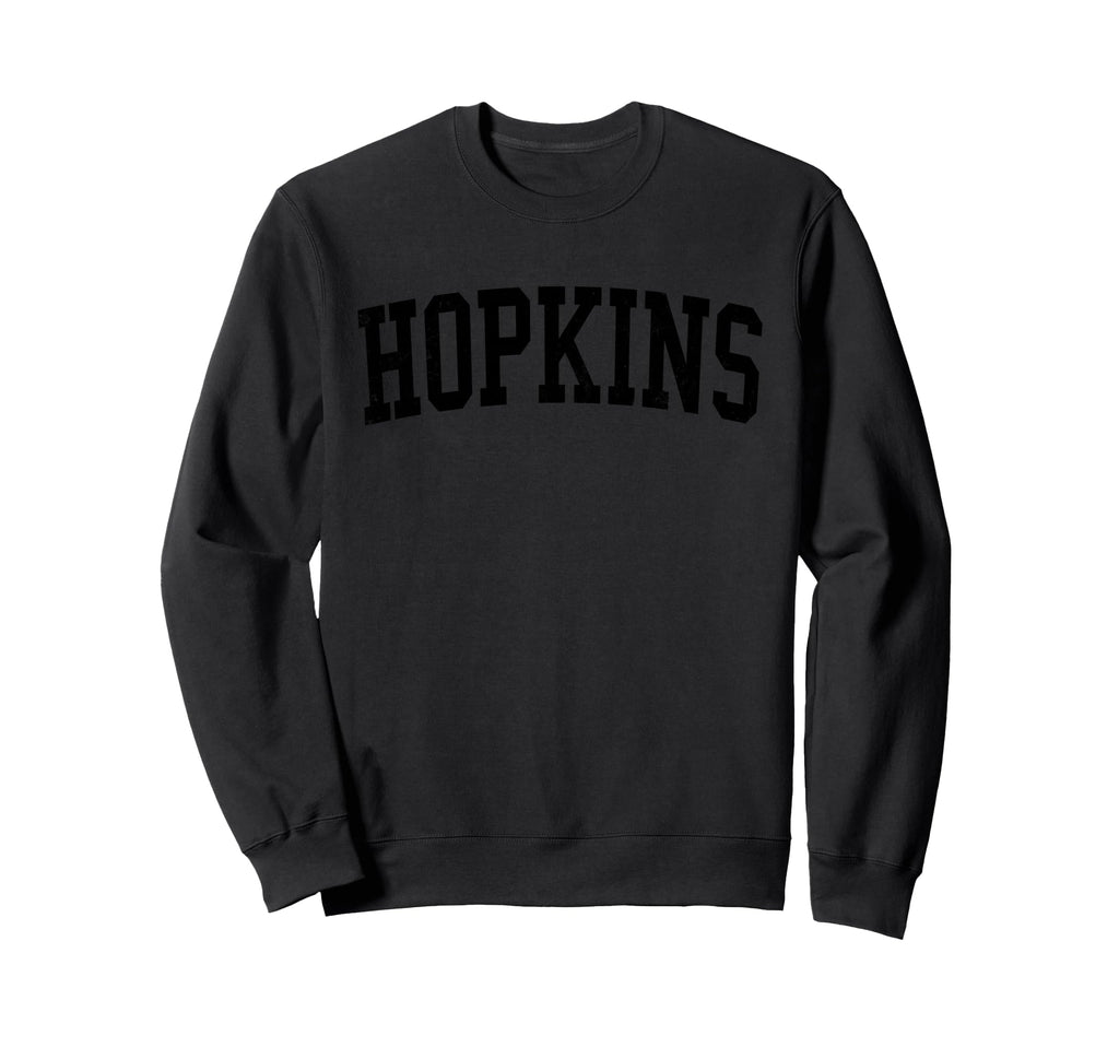 Hopkins Mn Distressed Black Varsity Sweatshirt - Novelty Apparel Men Women - T-Shirt, Sweatshirt, Hoodie