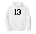 Black Distressed Sport Team Number 13 Hoodie - Aesthetic Graphic for Adults - T-Shirt, Sweatshirt, Hoodie