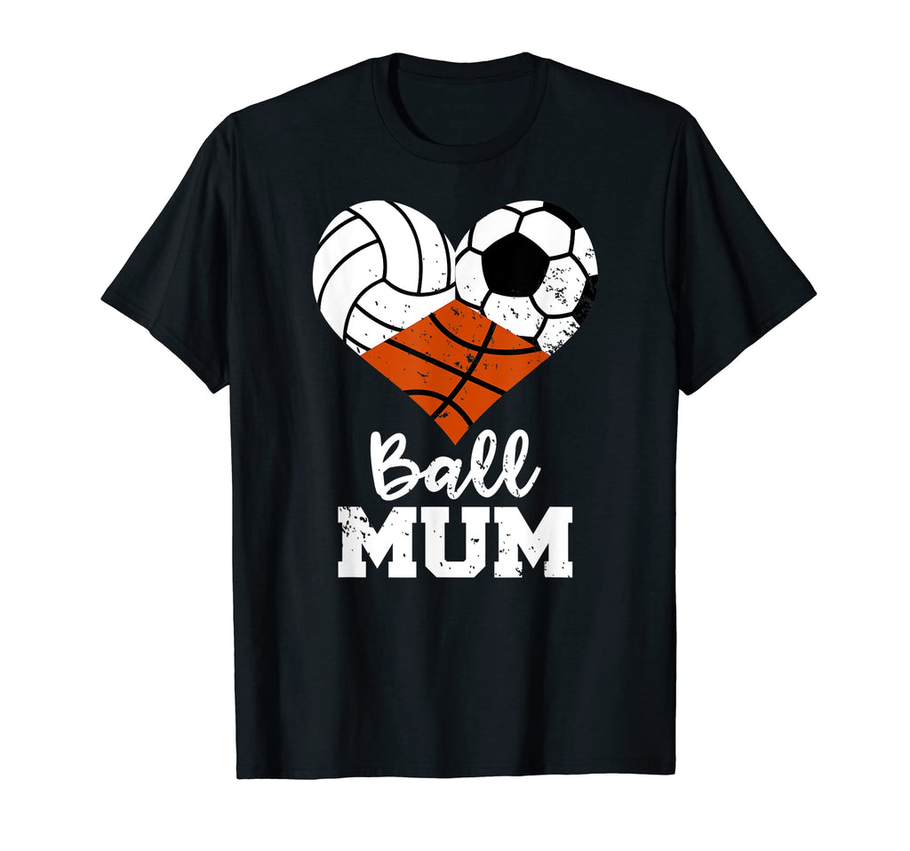 Ball Mum Heart Funny Volleyball Soccer T-Shirt - Unique Graphic Unisex - T-Shirt, Sweatshirt, Hoodie