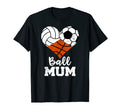 Ball Mum Heart Funny Volleyball Soccer T-Shirt - Unique Graphic Unisex - T-Shirt, Sweatshirt, Hoodie