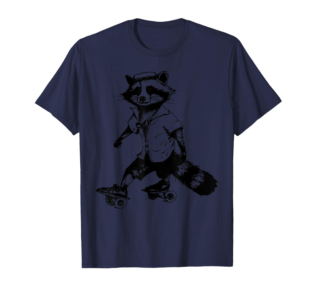 Raccoon Skating Derby Skater Roller T-Shirt - Custom Art Print Men Women - T-Shirt, Sweatshirt, Hoodie