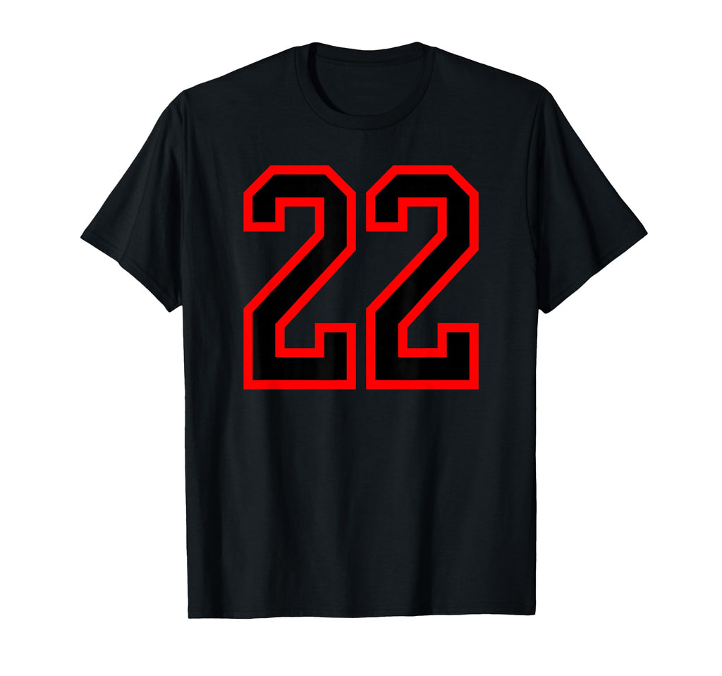 Number 22 Red Black Sports Team Number T-Shirt - Trendy Graphic Unisex - T-Shirt, Sweatshirt, Hoodie