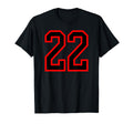 Number 22 Red Black Sports Team Number T-Shirt - Trendy Graphic Unisex - T-Shirt, Sweatshirt, Hoodie