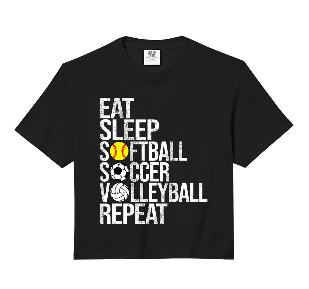 Eat Sleep Softball Soccer Volleyball Hoodie - Fun Novelty Design Unisex - T-Shirt, Sweatshirt, Hoodie