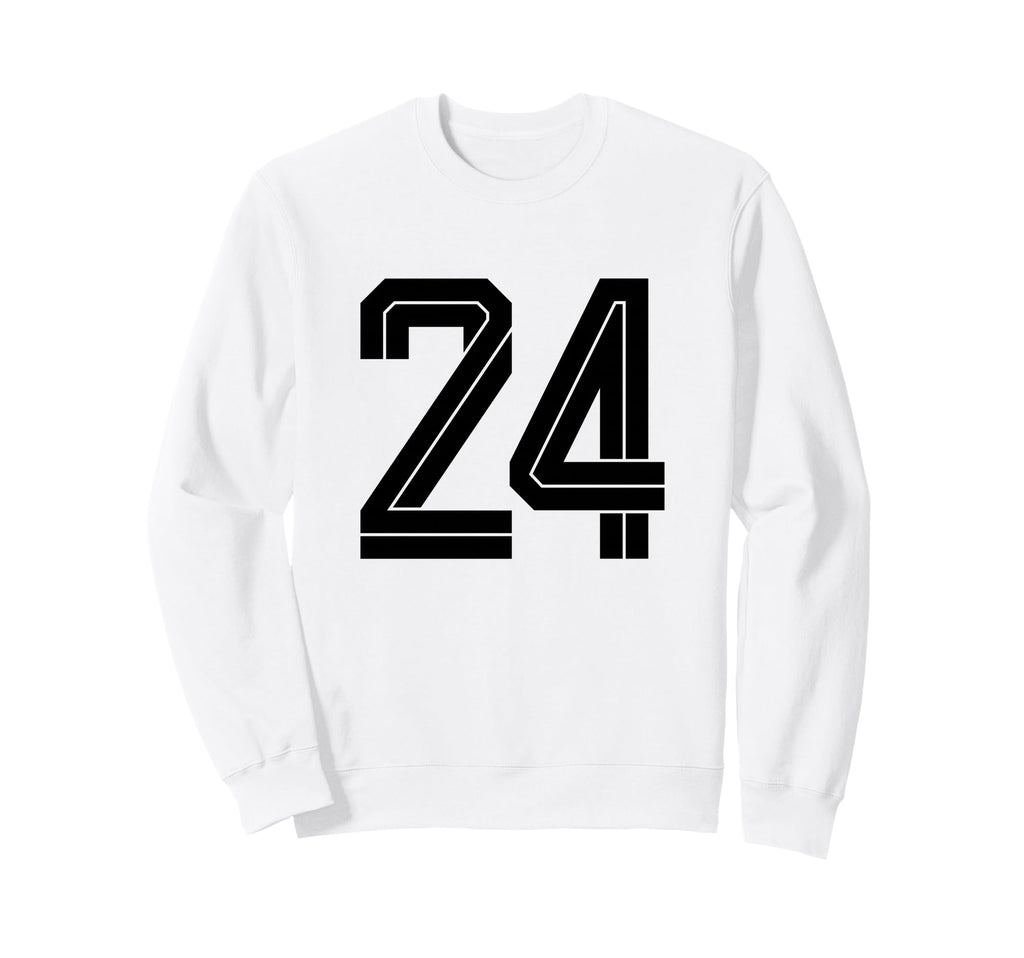 24 White Number 24 Sports Fan Sweatshirt - Fun Novelty Design Men Women - T-Shirt, Sweatshirt, Hoodie