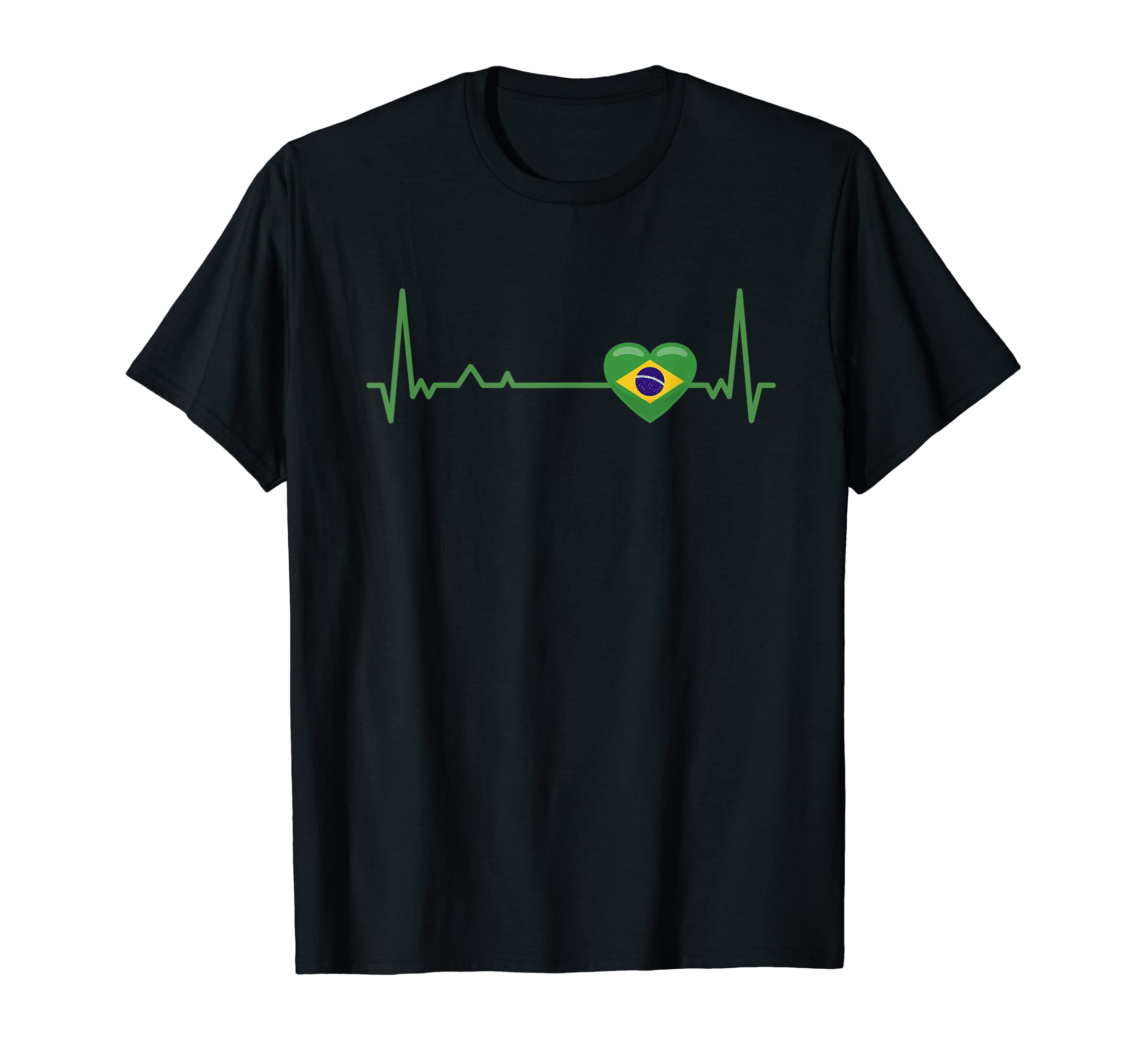 Heartbeat Brazil Flag Soccer Fan T-Shirt - Aesthetic Graphic Unisex - T-Shirt, Sweatshirt, Hoodie