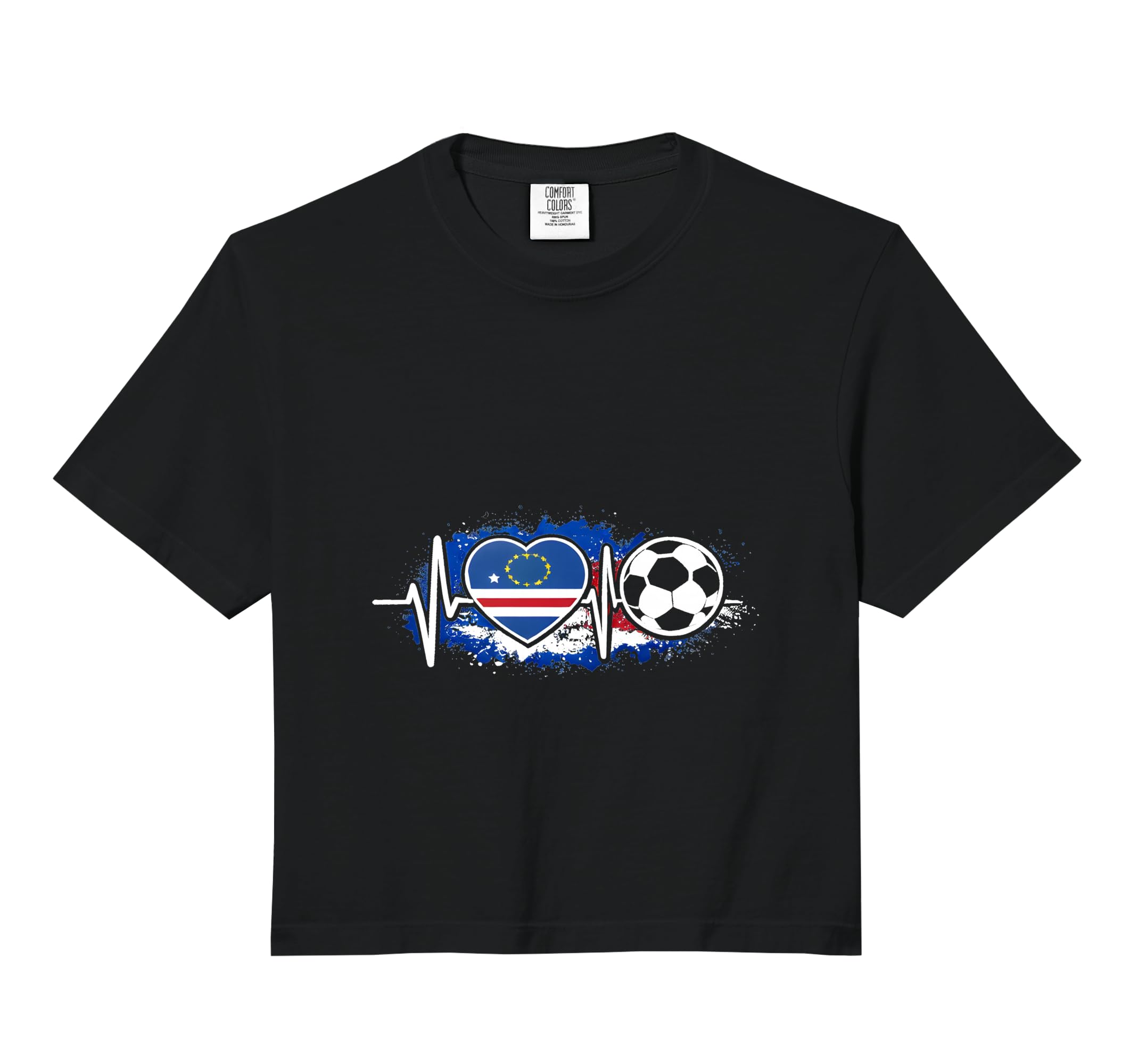 Heartbeat Cape Verde Flag Football Lovers Hoodie - Novelty Apparel Unisex - T-Shirt, Sweatshirt, Hoodie