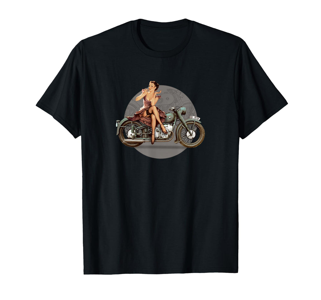 Wwii Pin Up Motorcycle T-Shirt - Casual Everyday Wear Men Women - T-Shirt, Sweatshirt, Hoodie