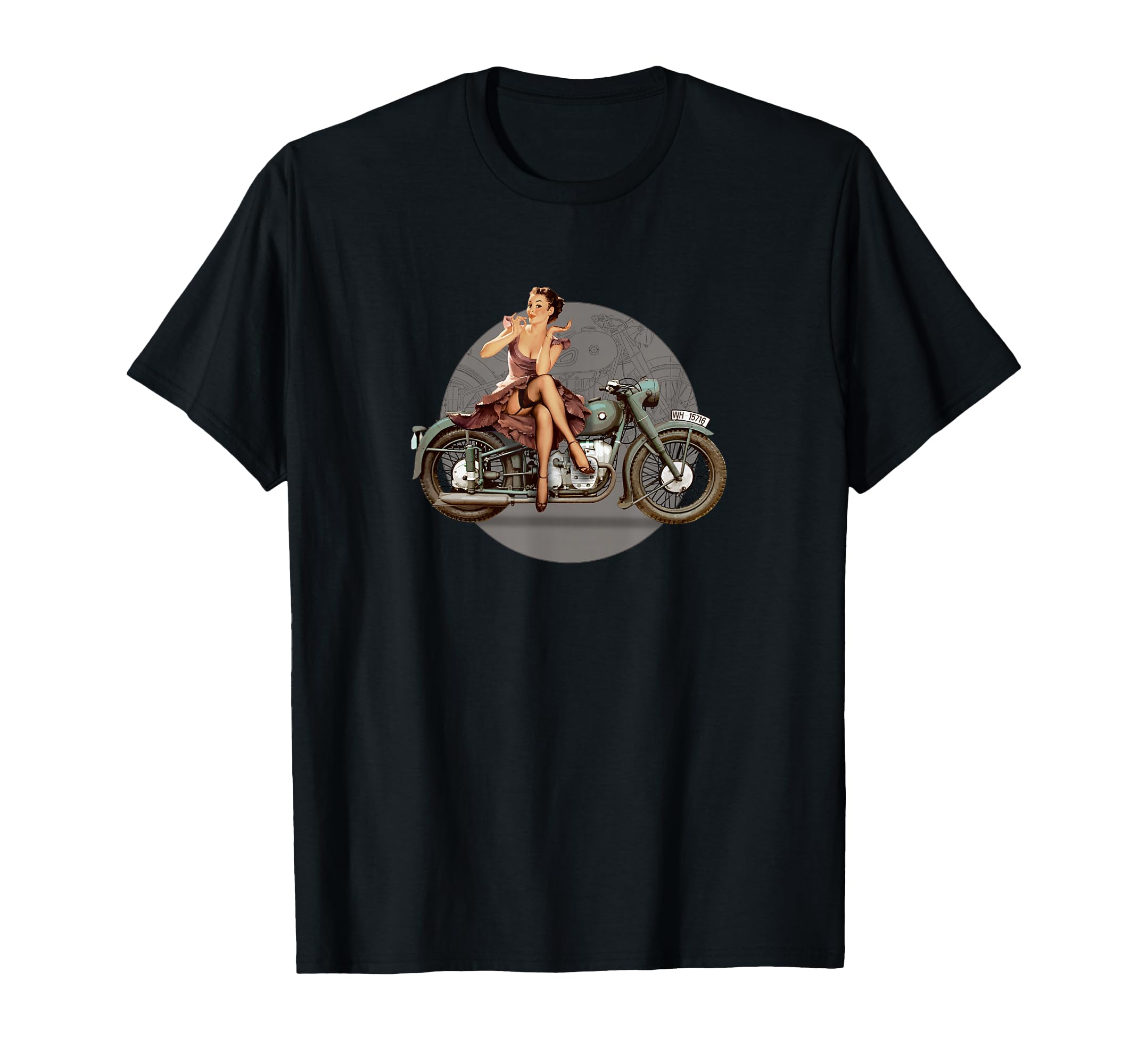 Wwii Pin Up Motorcycle T-Shirt - Casual Everyday Wear Men Women - T-Shirt, Sweatshirt, Hoodie