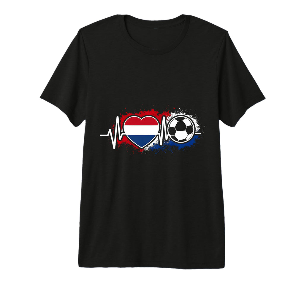 Netherlands Flag Heartbeat Football T-Shirt - Unique Graphic Unisex - T-Shirt, Sweatshirt, Hoodie