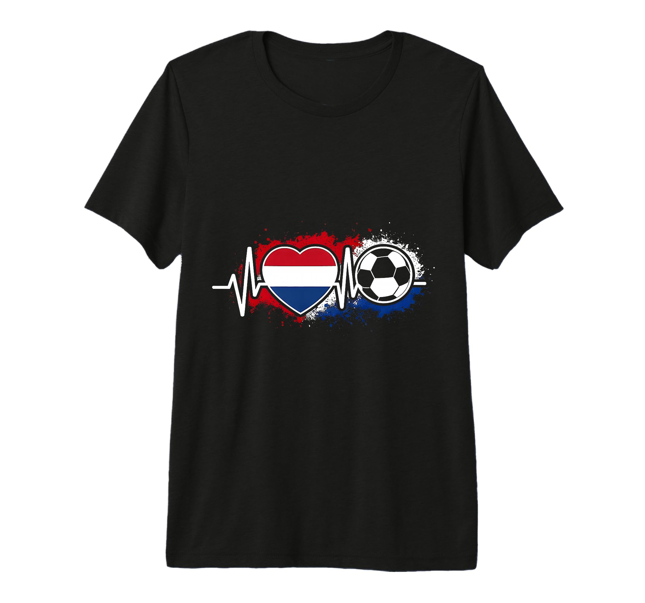 Netherlands Flag Heartbeat Football T-Shirt - Unique Graphic Unisex - T-Shirt, Sweatshirt, Hoodie