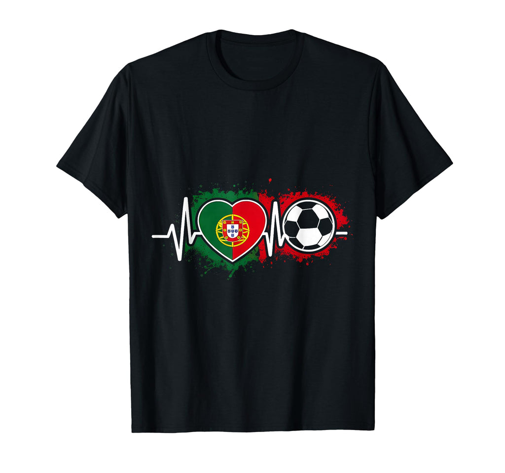 Soccer Heartbeat Portugal Flag T-Shirt - Trendy Graphic for Adults - T-Shirt, Sweatshirt, Hoodie