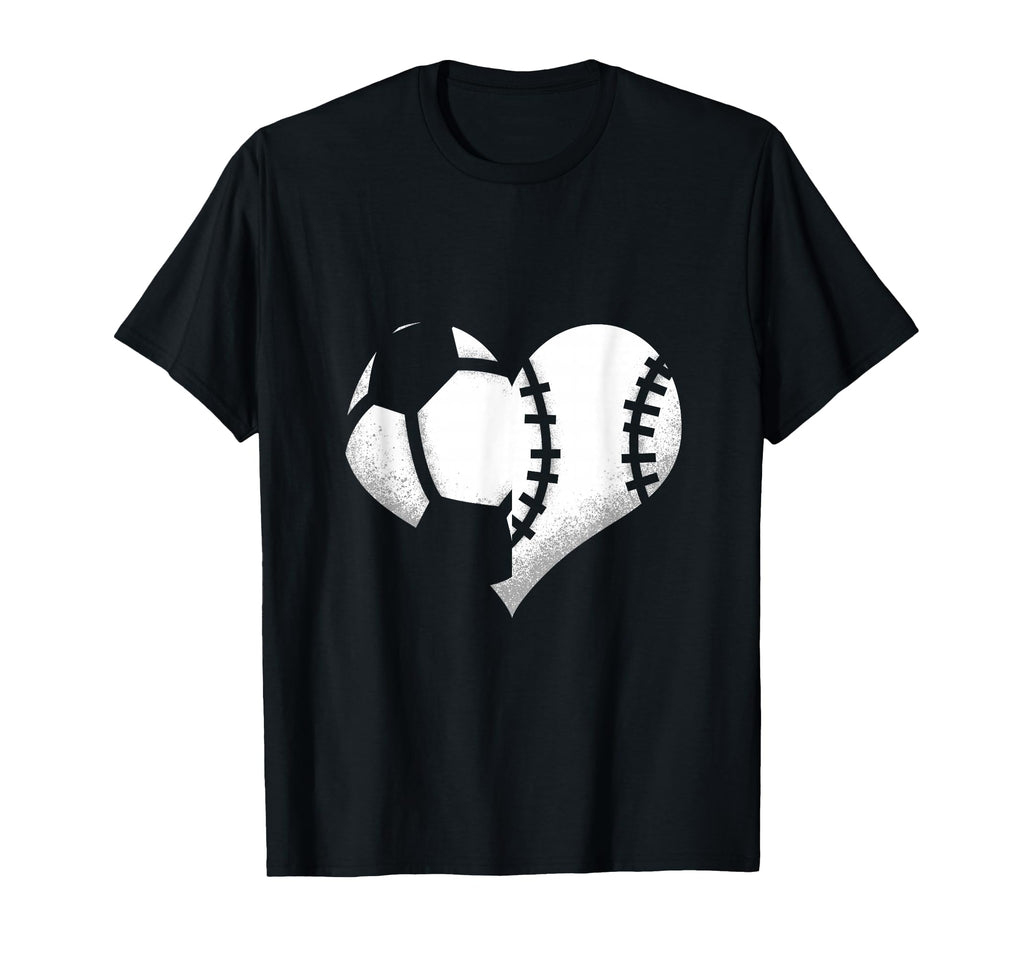 Soccer Baseball Ball Heart Love Sport T-Shirt - Novelty Apparel Men Women - T-Shirt, Sweatshirt, Hoodie
