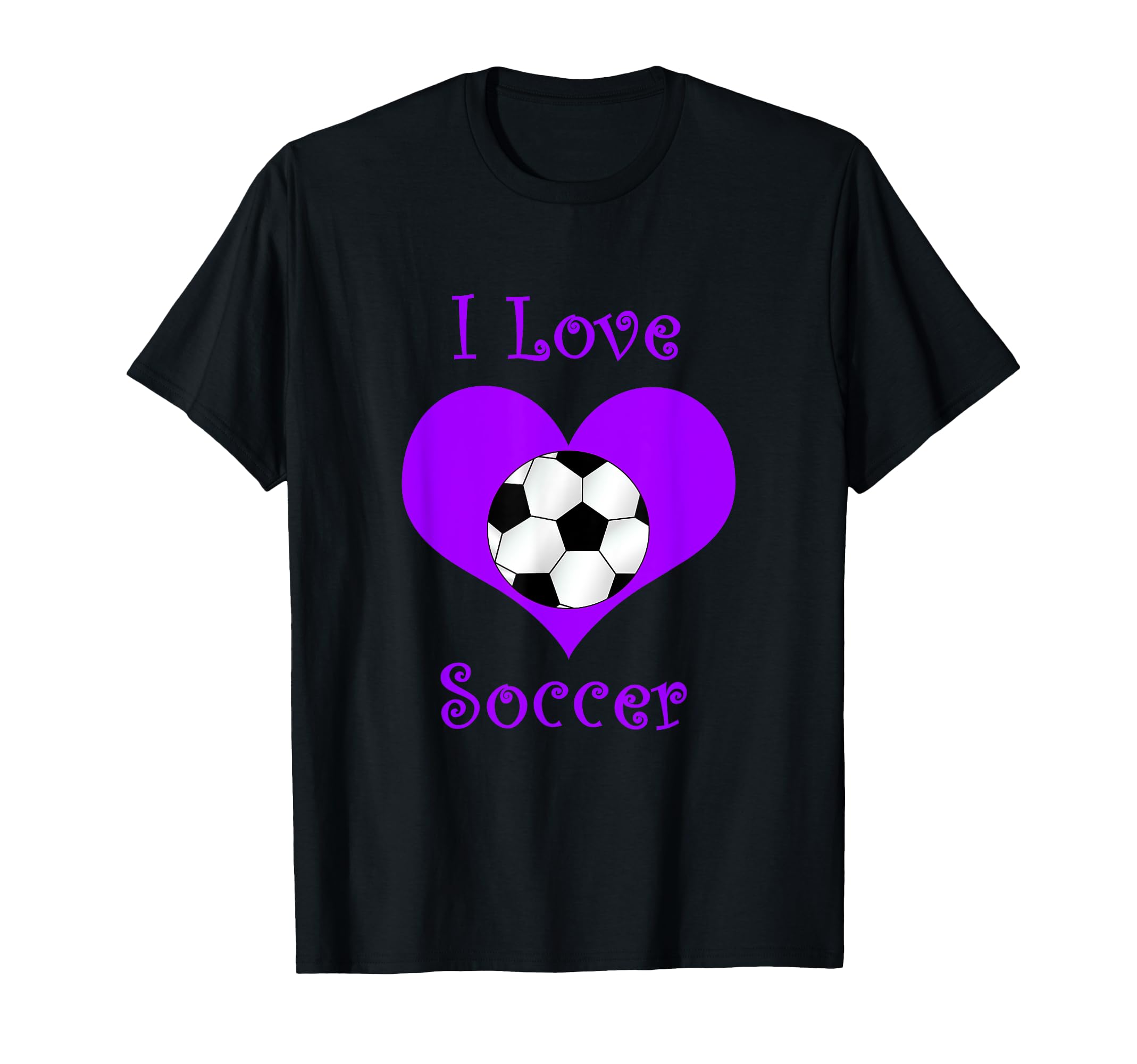 Girly Purple I Love Soccer Heart T-Shirt - Streetwear Style for Adults - T-Shirt, Sweatshirt, Hoodie