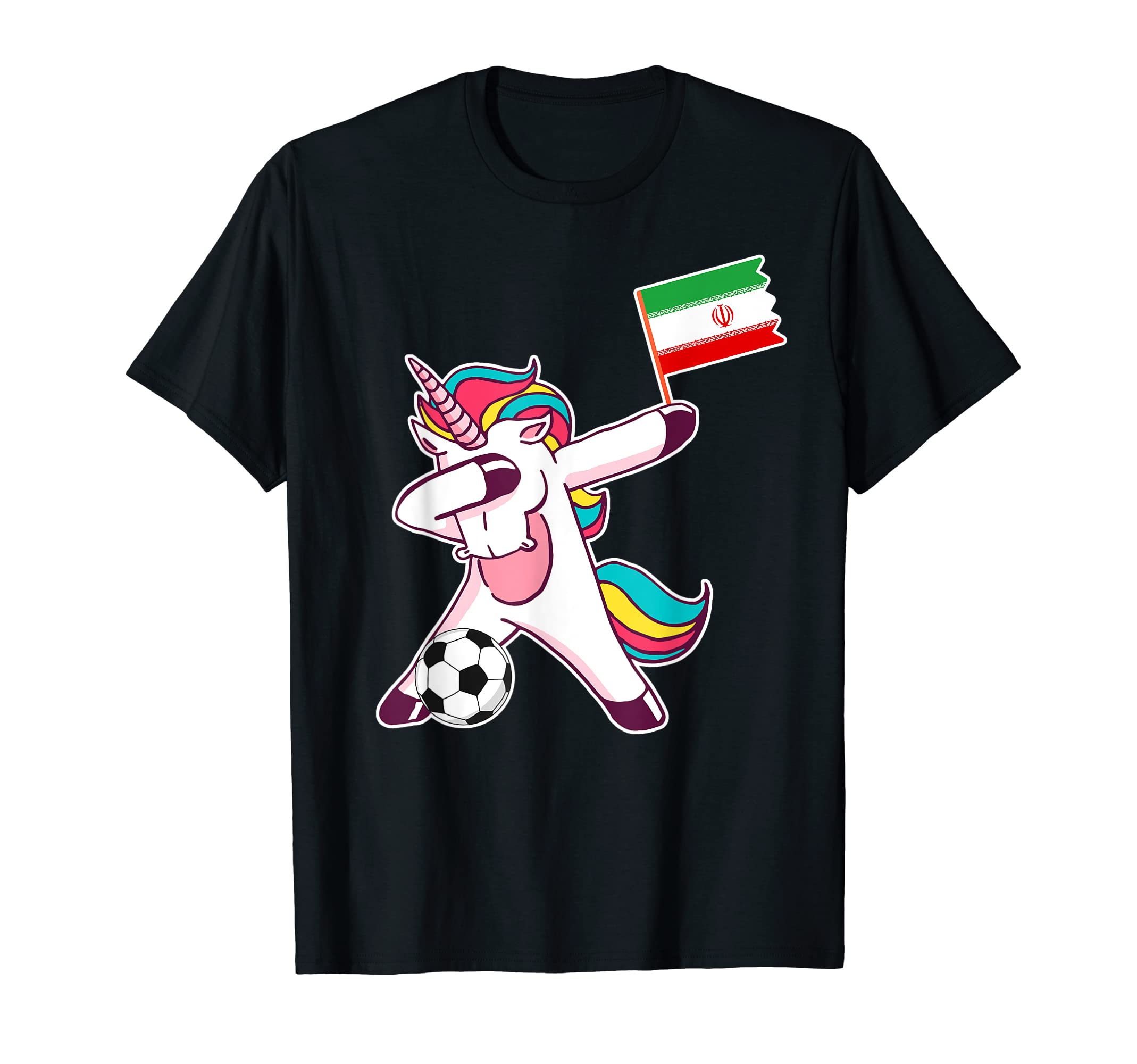 Iran Soccer Iranian Flag Dabbing Unicorn T-Shirt - Trendy Graphic Men Women - T-Shirt, Sweatshirt, Hoodie