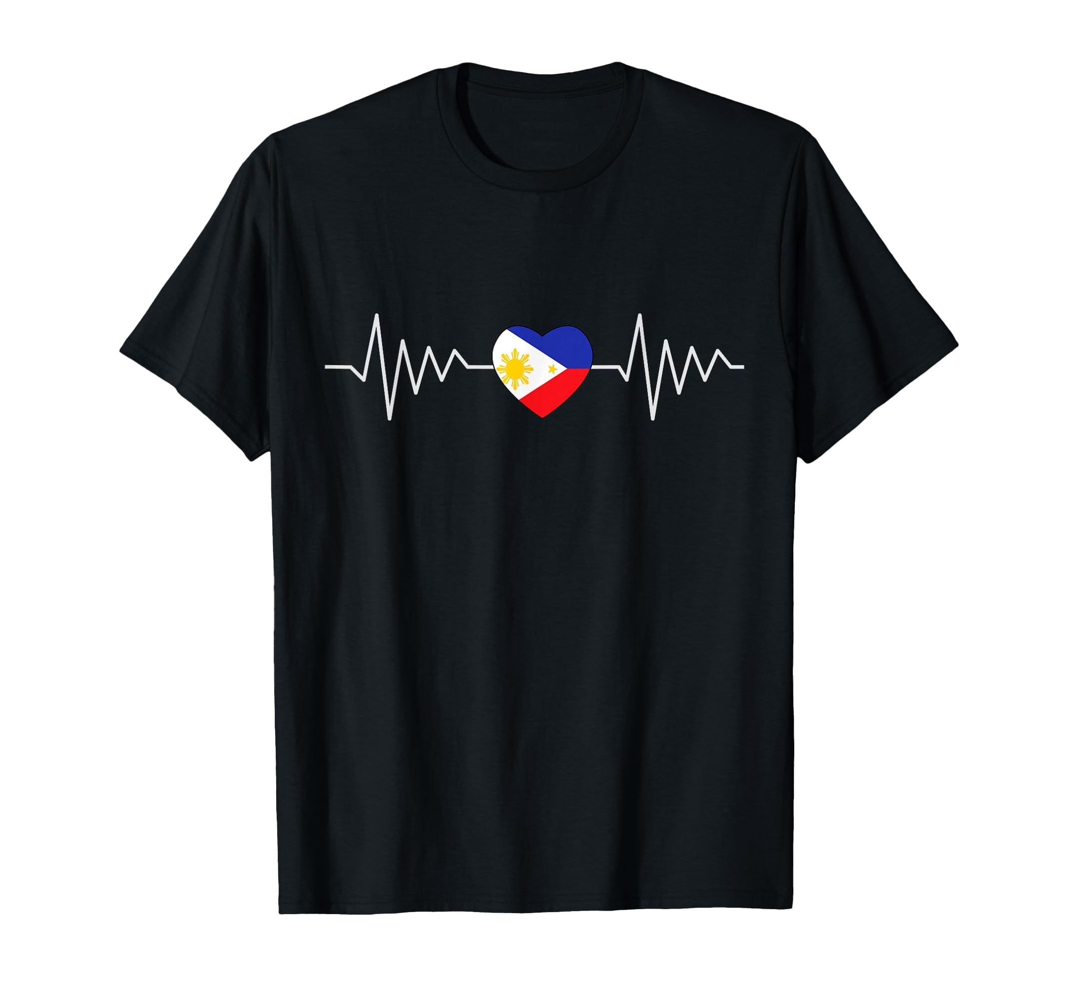 Philippines Flag Love Heartbeat T-Shirt - Minimalist Print for Adults - T-Shirt, Sweatshirt, Hoodie