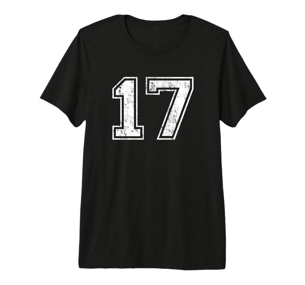 Number 17 Distressed Seventeen Sports Team T-Shirt - Graphic Print Unisex - T-Shirt, Sweatshirt, Hoodie