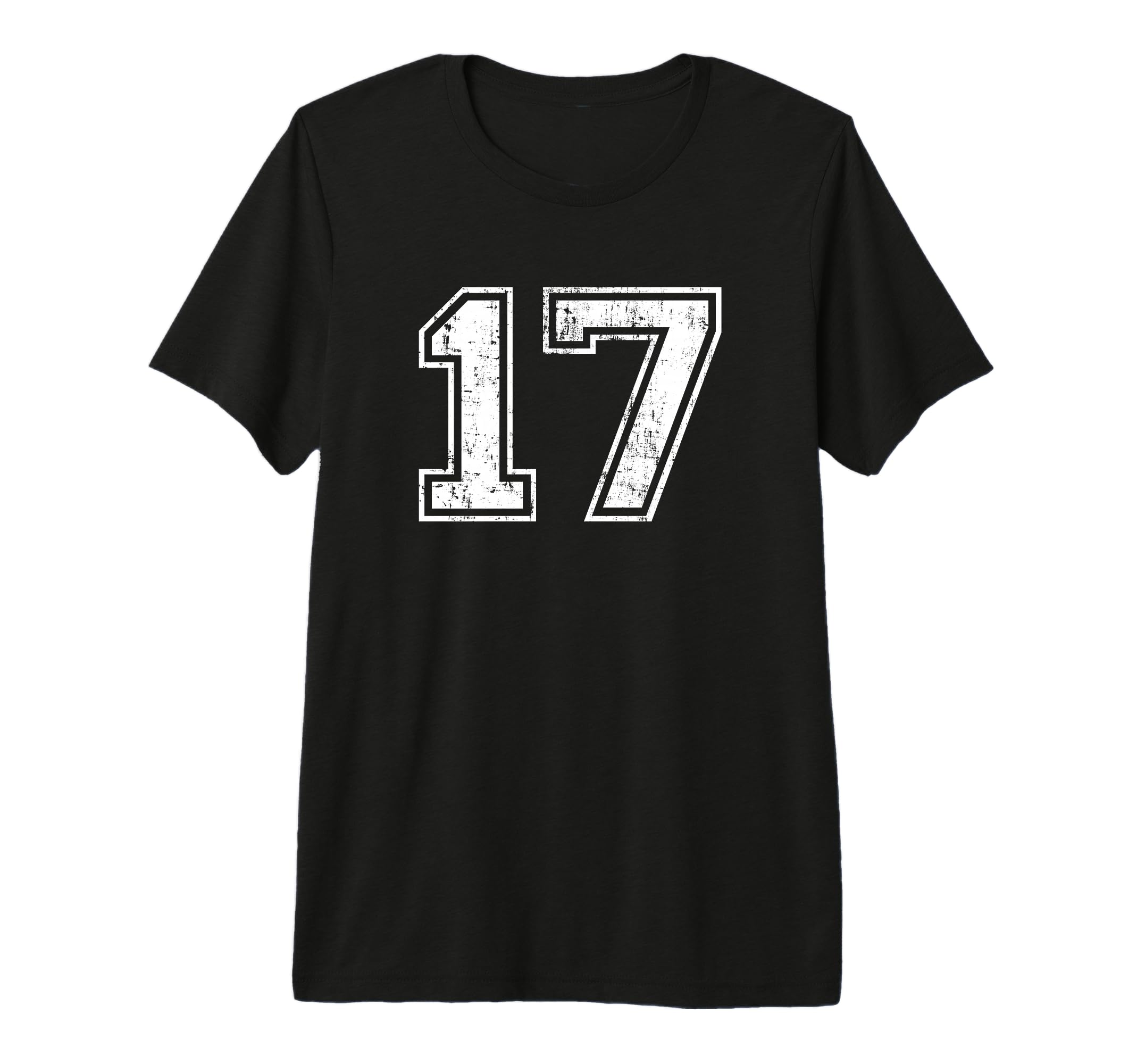 Number 17 Distressed Seventeen Sports Team T-Shirt - Graphic Print Unisex - T-Shirt, Sweatshirt, Hoodie