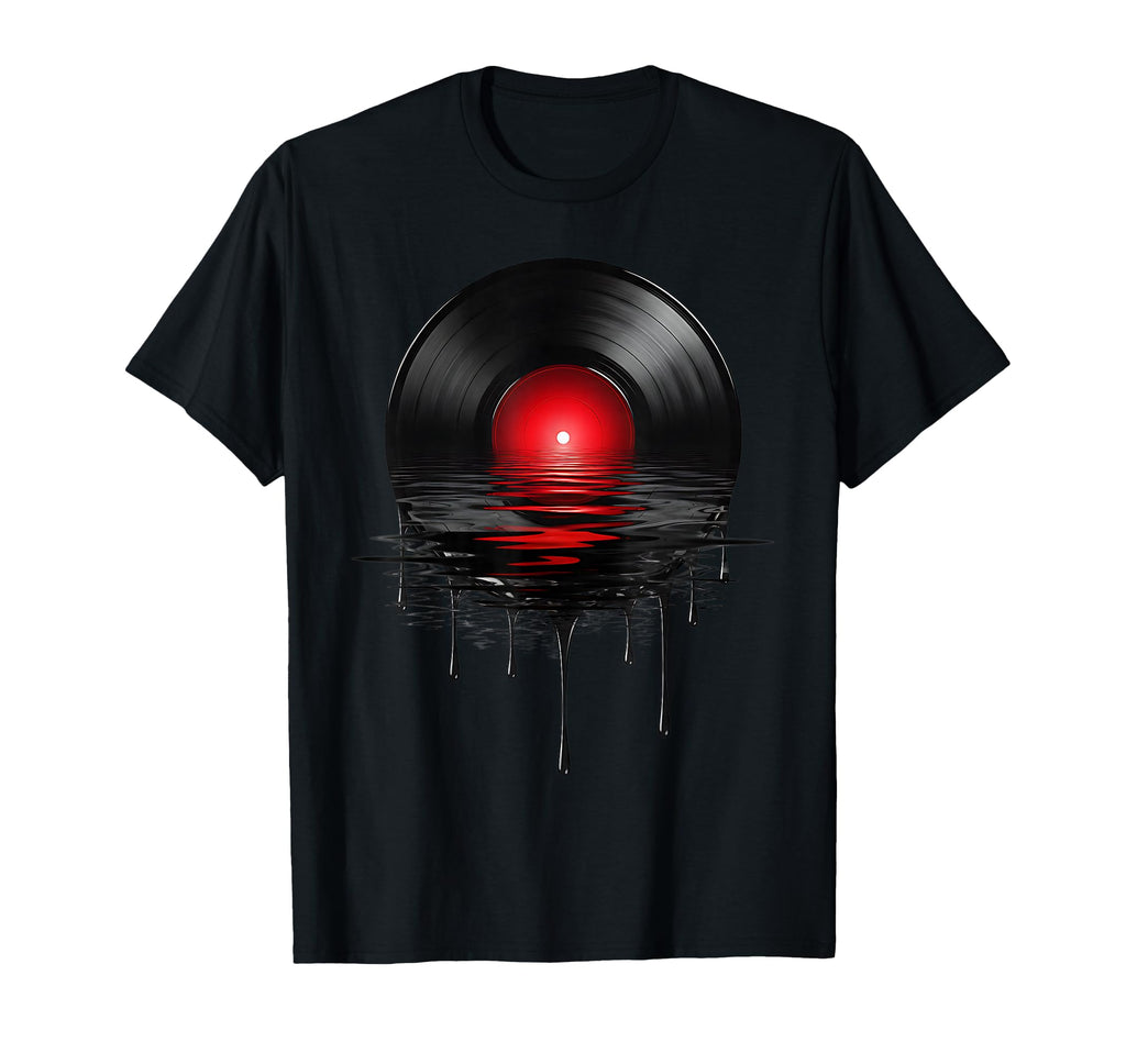 Melting Vinyl Record Sunset Drip Vinyl T-Shirt - Fun Novelty Design Unisex - T-Shirt, Sweatshirt, Hoodie