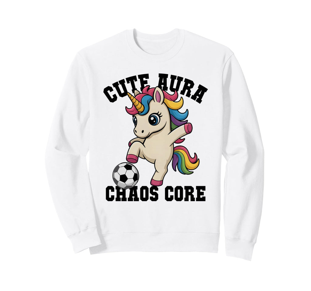 Aura Soccer Unicorn Chaos Core Sweatshirt - Minimalist Print Men Women - T-Shirt, Sweatshirt, Hoodie