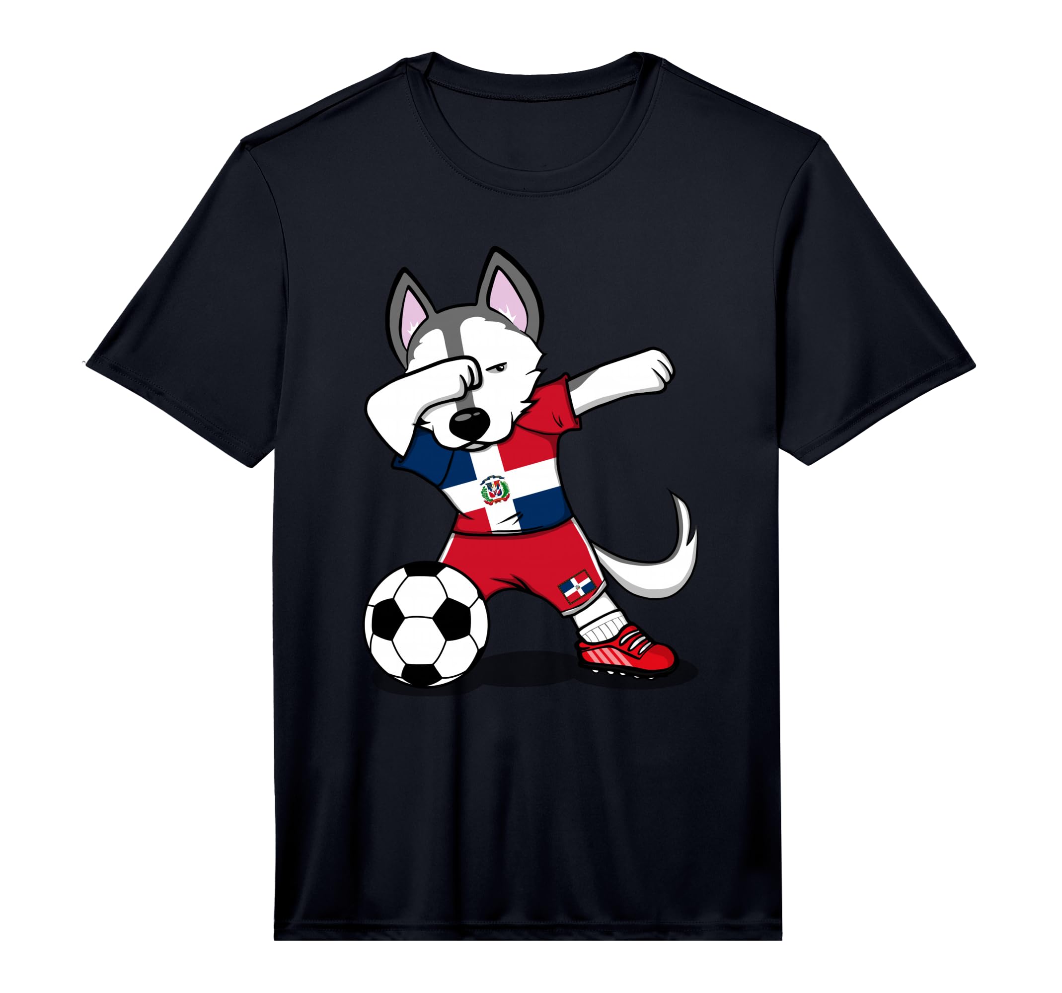 Dabbing Husky Dog Dominican Republic T-Shirt - Graphic Print Unisex - T-Shirt, Sweatshirt, Hoodie