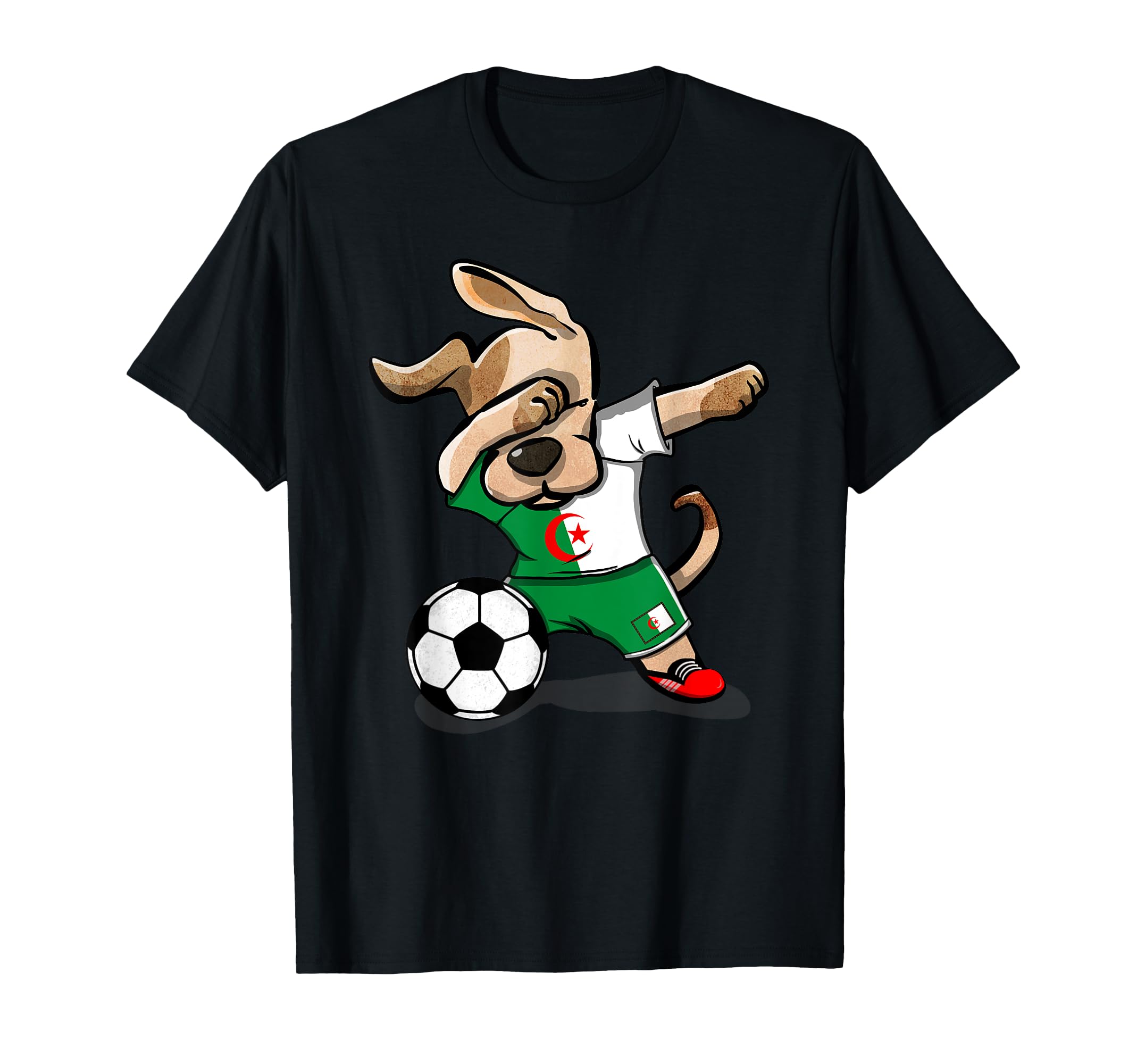 Dabbing Dog Algeria Soccer Jersey T-Shirt - Fun Novelty Design for Adults - T-Shirt, Sweatshirt, Hoodie