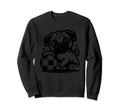 Black Silhouette Pug Soccer Sweatshirt - Casual Everyday Wear Unisex - T-Shirt, Sweatshirt, Hoodie