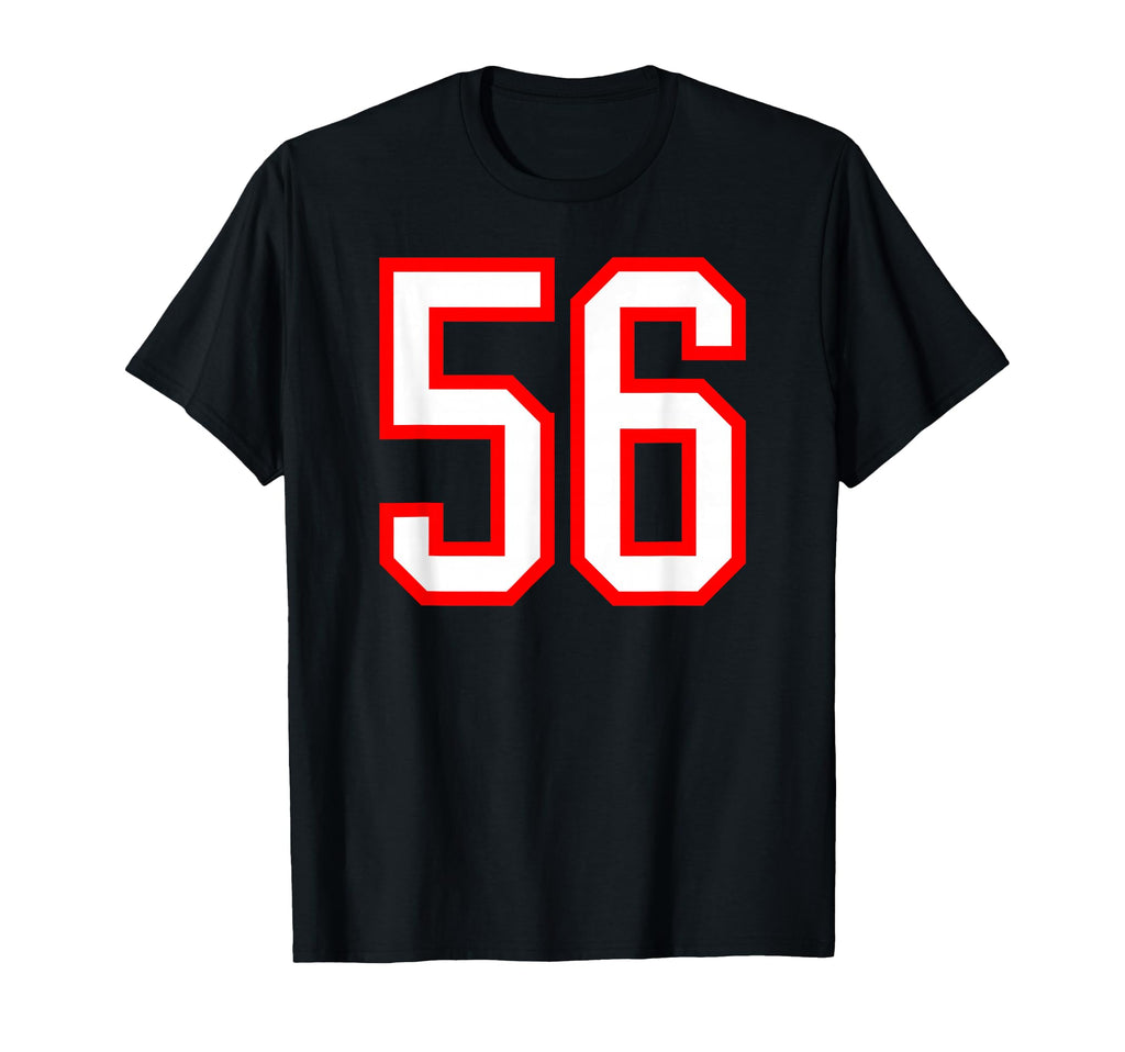 White Red Sports Team Number 56 T-Shirt - Graphic Print for Adults - T-Shirt, Sweatshirt, Hoodie