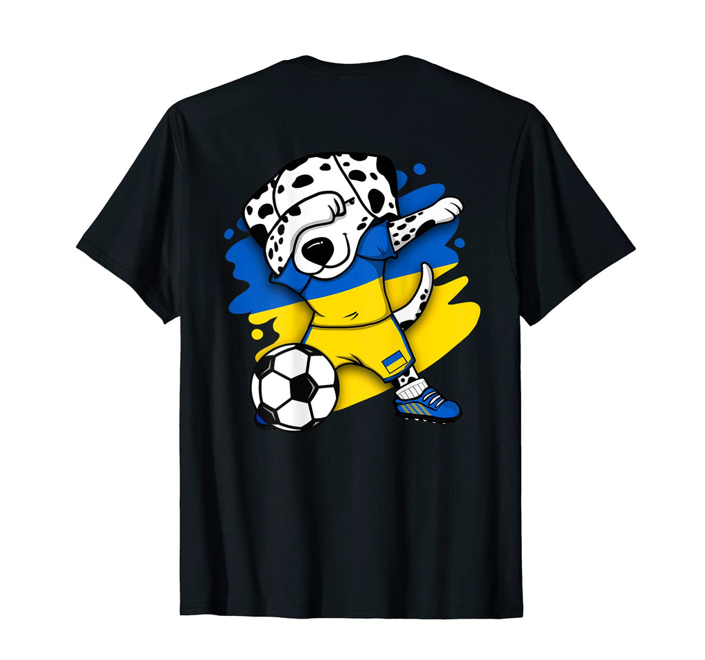 Dabbing Dalmatian Ukraine Soccer Fans T-Shirt - Unique Graphic Unisex - T-Shirt, Sweatshirt, Hoodie