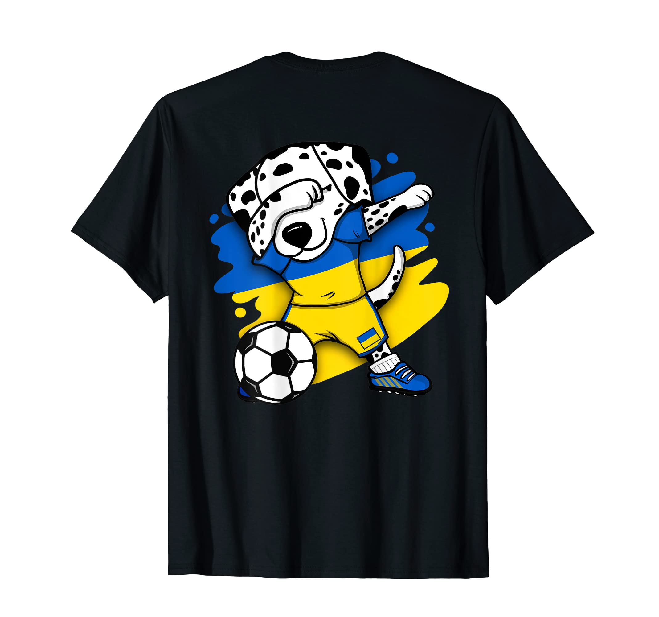 Dabbing Dalmatian Ukraine Soccer Fans T-Shirt - Unique Graphic Unisex - T-Shirt, Sweatshirt, Hoodie